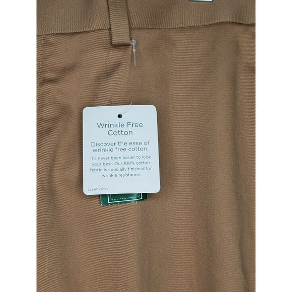 L.L. Bean WF Dress Chino Plain Front Classic Fit Men Dark Khaki Size 35 Pants - Picture 5 of 12